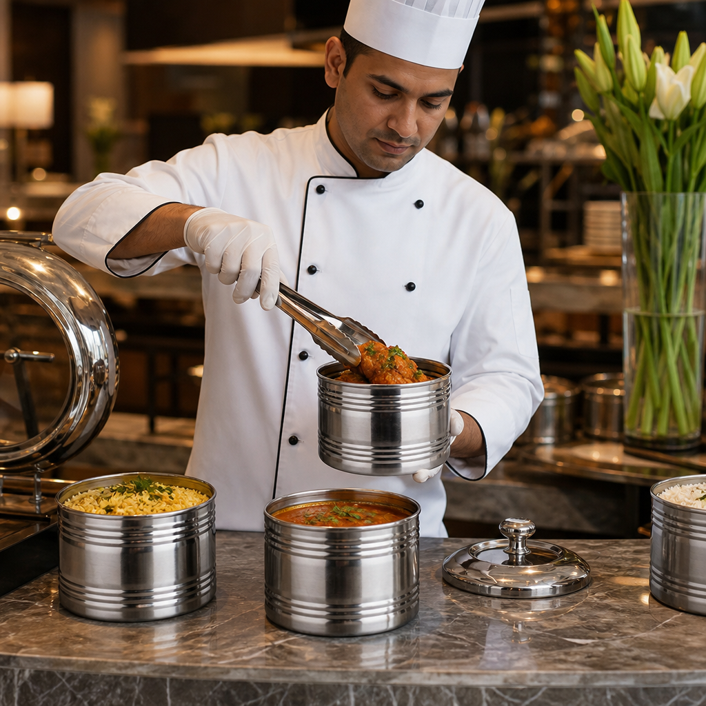 Serving Can 120mm Stainless Steel for Buffets & Catering