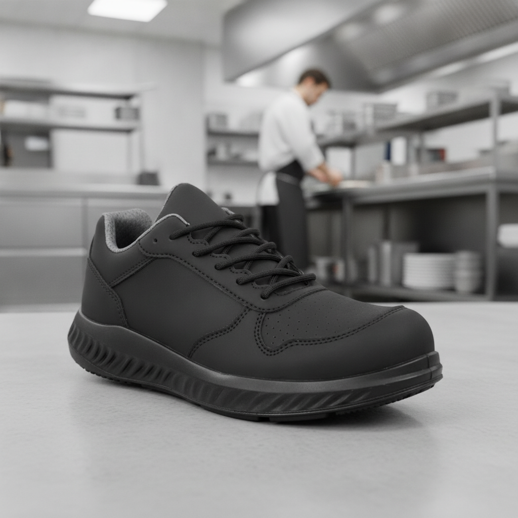 Microfibre Black Slipbuster Hawren Trainers for Catering Staff