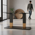 Steel Coffee Table Base with Gold Collar 700x400mm for Indoor Use