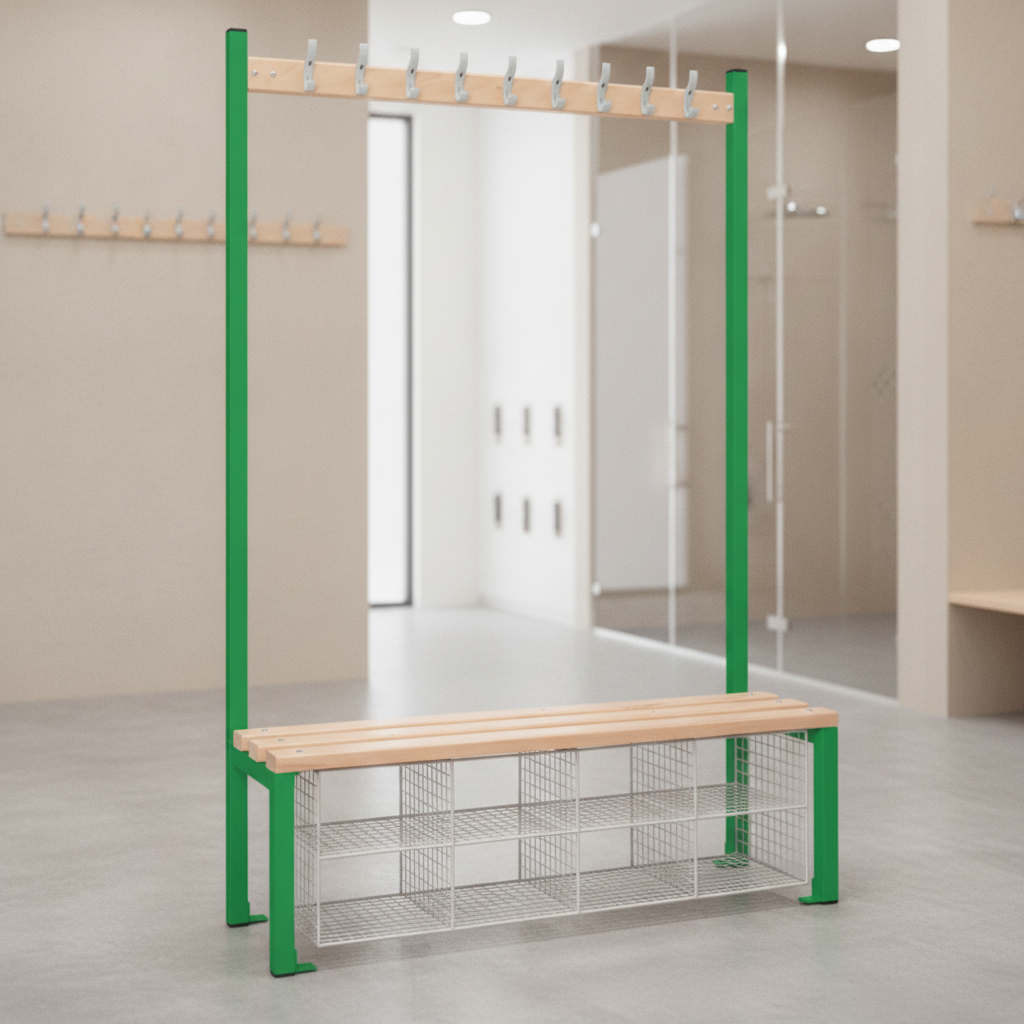 Powder Coated Steel Single-Sided Island Seating for Changing Rooms