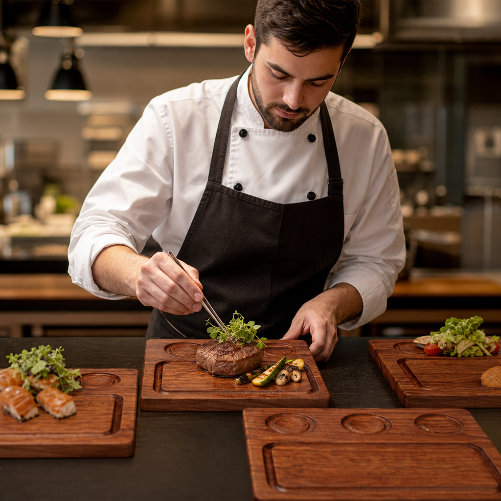 Acacia Wood Square Deli Boards 320mm for Serving (Pack of 4)