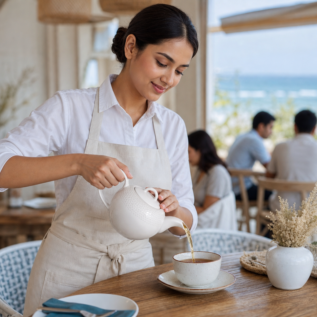 Super Vitrified Ceramic White Beverage Pot 426ml for Coastal Cafés (Pack of 4)