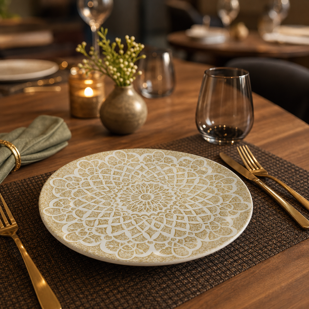 Coupe Plates Sand Porcelain for Casual Dining (Pack of 12)