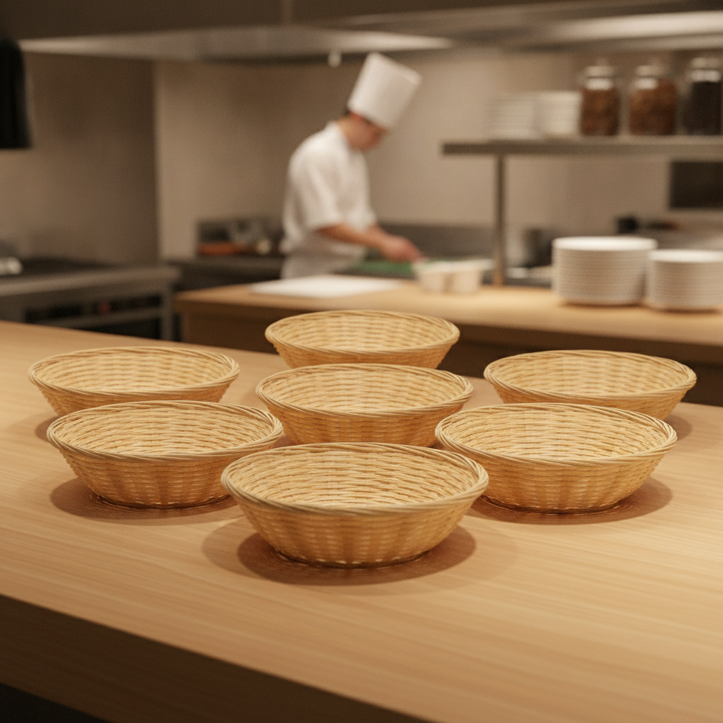 Wicker Round Bread Basket 200mm for Serving & Display (Pack of 6)