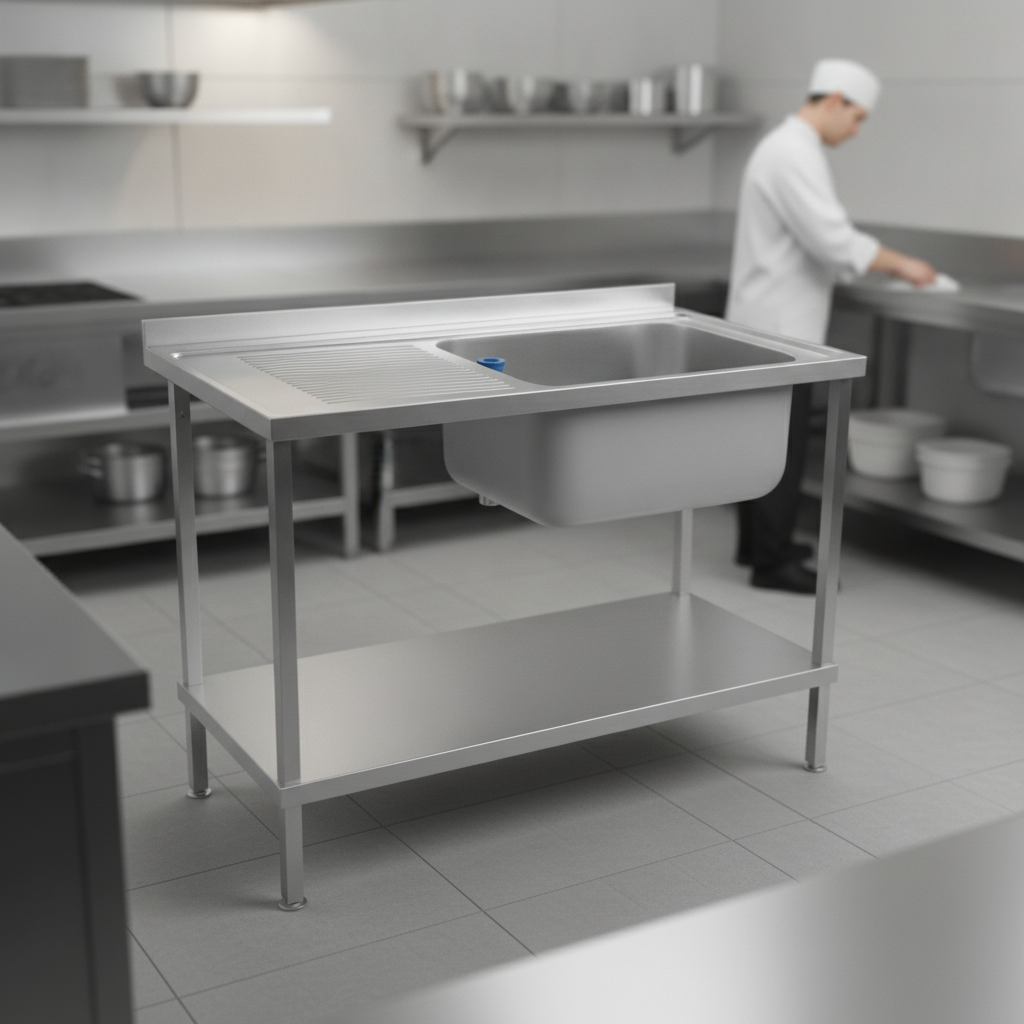 304 Stainless Steel Sink with Left Hand Drainer 1200mm for Commercial Kitchens