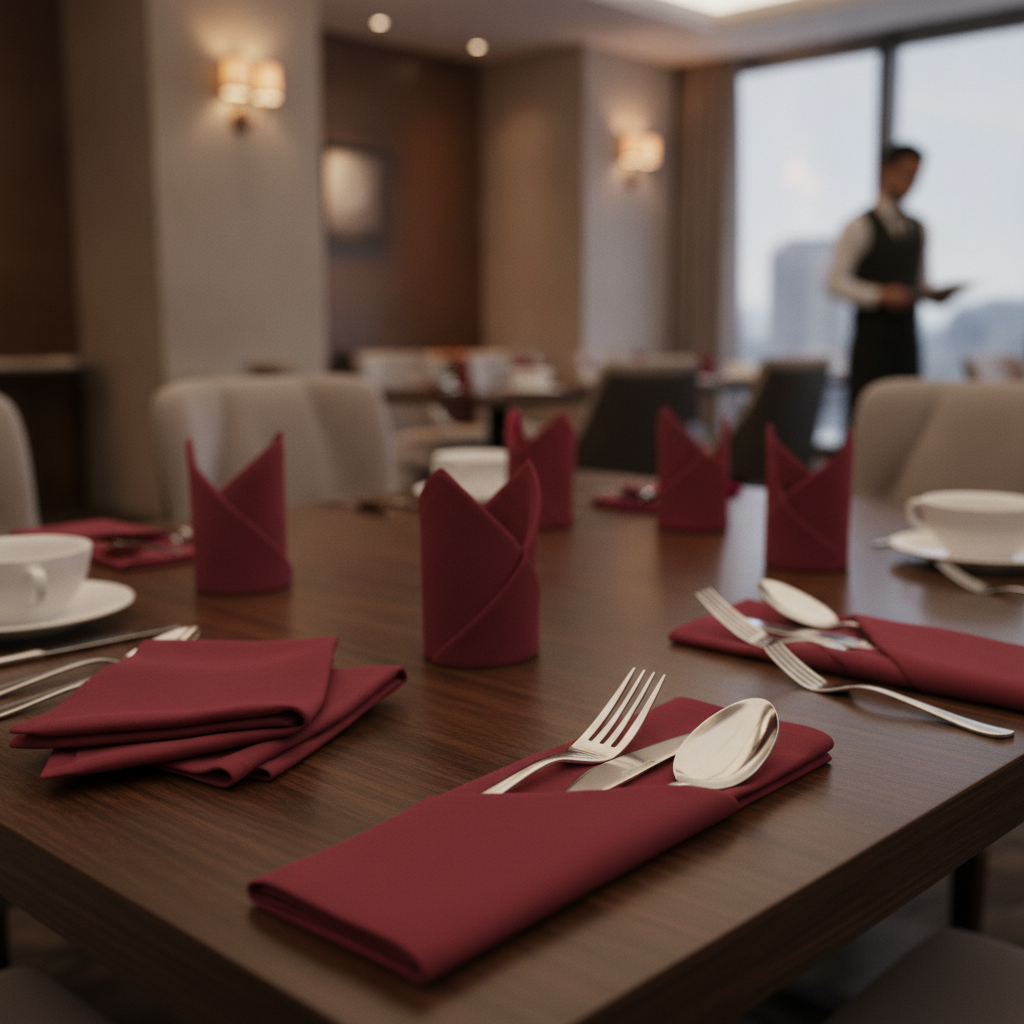 Premium Polyester Burgundy Napkins 510mm for Dining (Pack of 10)
