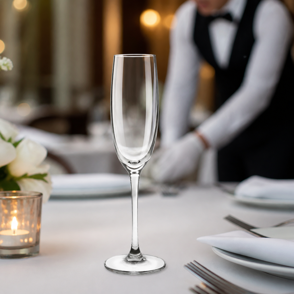Crystal Champagne Flutes 180ml for Elegant Table Settings (Pack of 6)