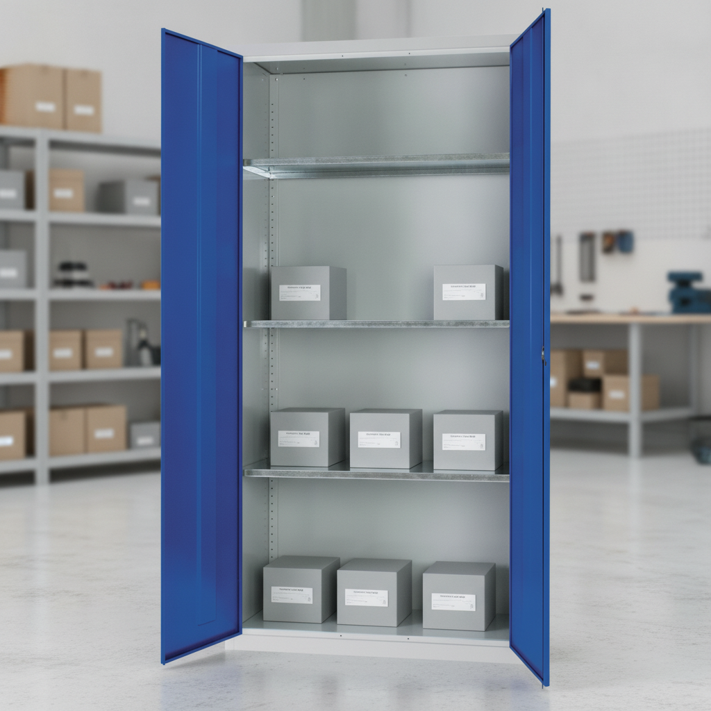 Mild Steel Lockable Cupboard with 3 Shelves for Storage