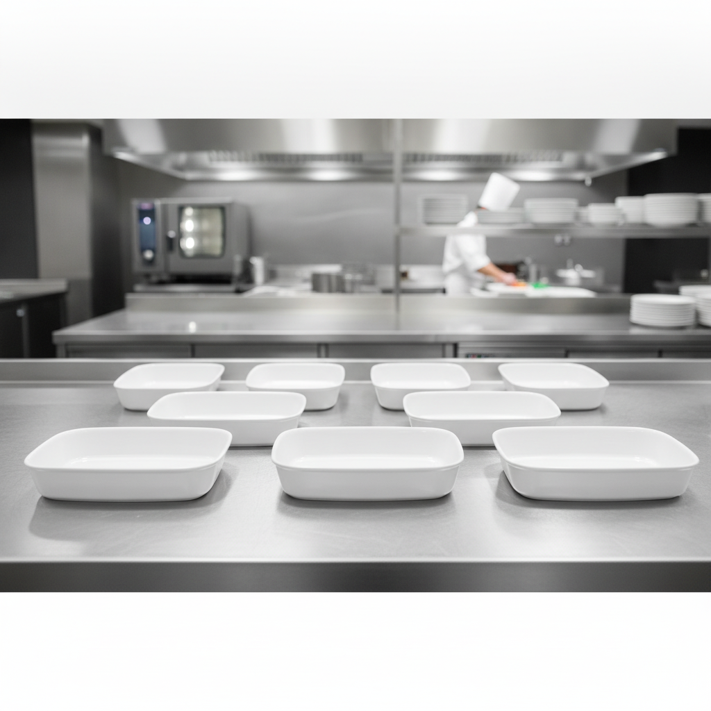 Porcelain Oblong Roaster 3.56L for Catering Kitchens (Pack of 6)
