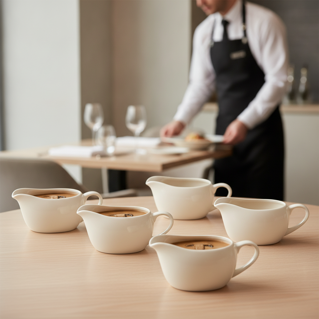 Stoneware Ivory Sauce Boat 350ml for Cafés & Restaurants (Pack of 6)