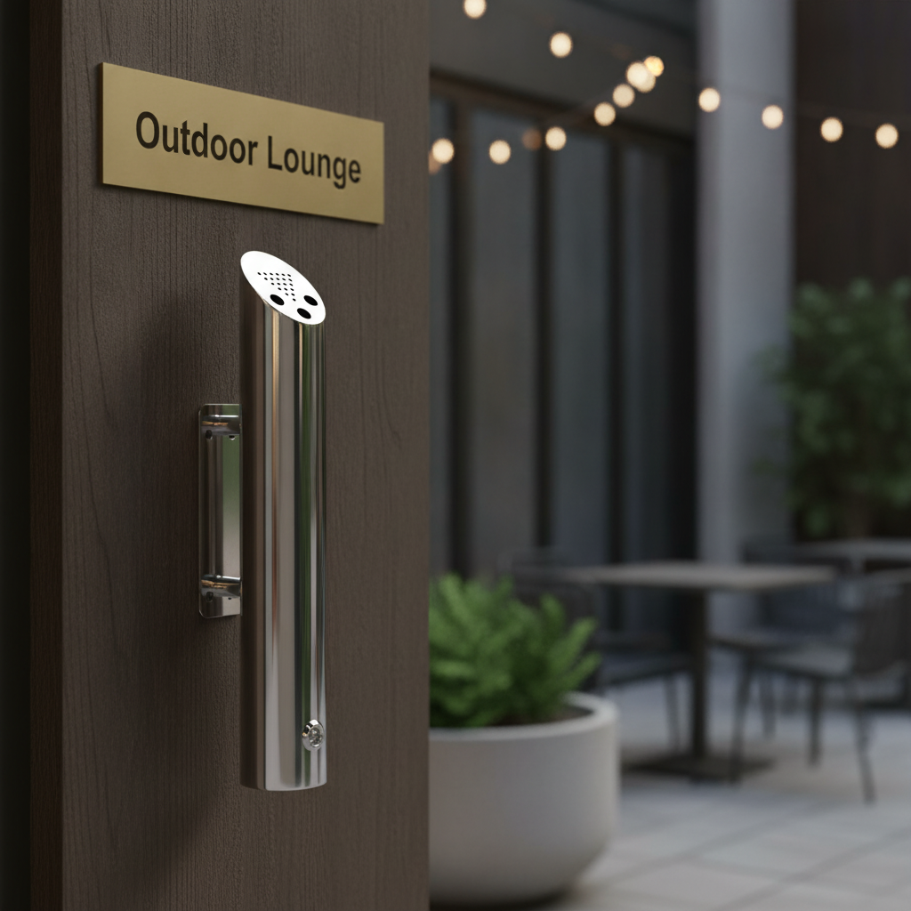 Stainless Steel Cylinder Wall Mounted Ashtray for Bars & Pubs