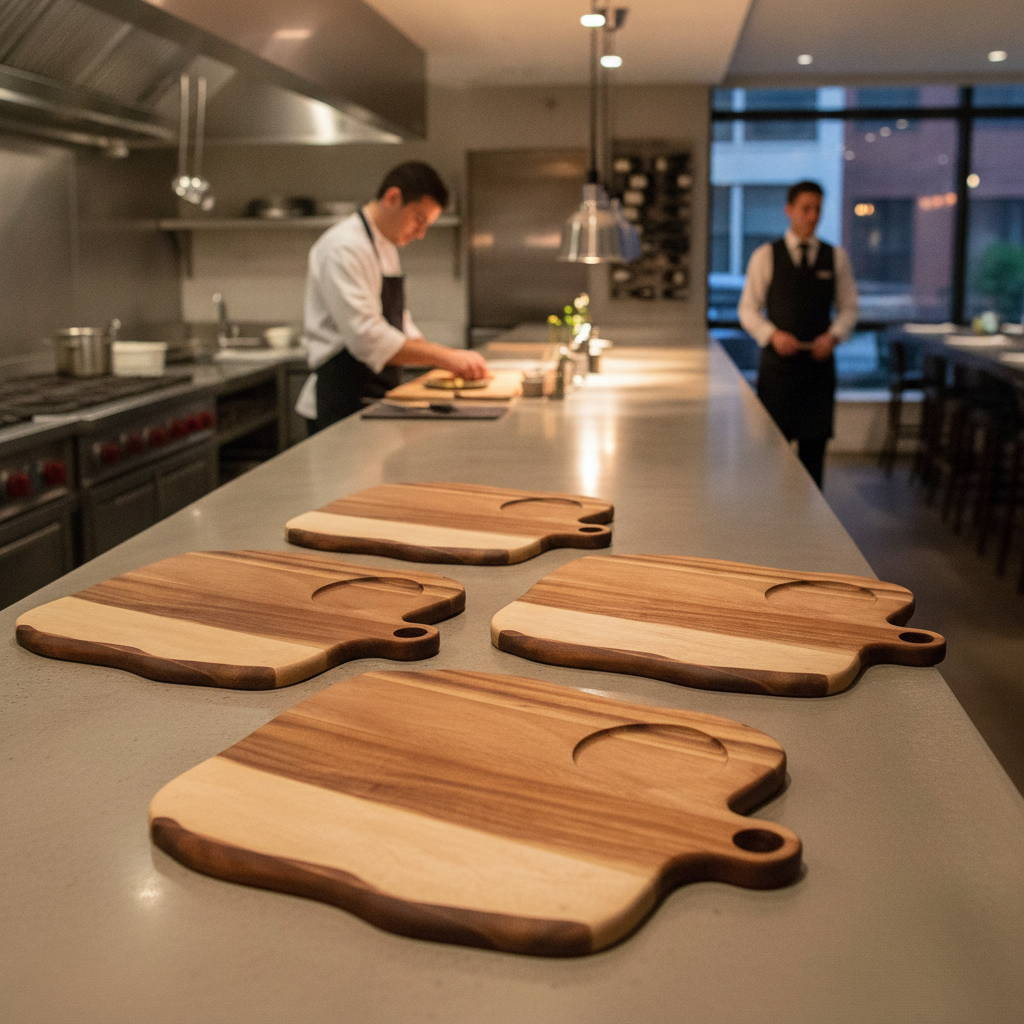 Wood Natural Hardwood Square Paddle Boards 270x350mm for Catering (Pack of 4)