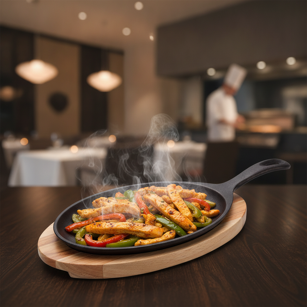 Pre-Seasoned Cast Iron Fajita Sizzler 305x185mm for Grilling