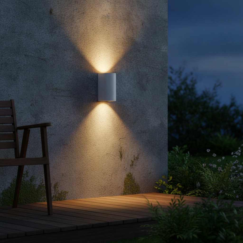 Aluminium Outdoor Wall Light with Dual Light Output for Patios & Gardens