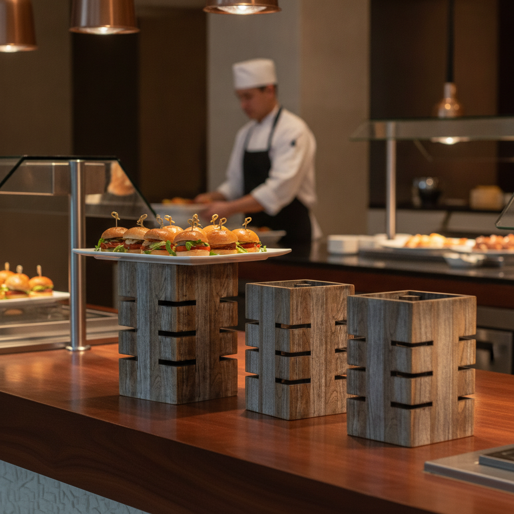 Wood Ash Grey Buffet Riser 305x152mm for Upscale Presentations