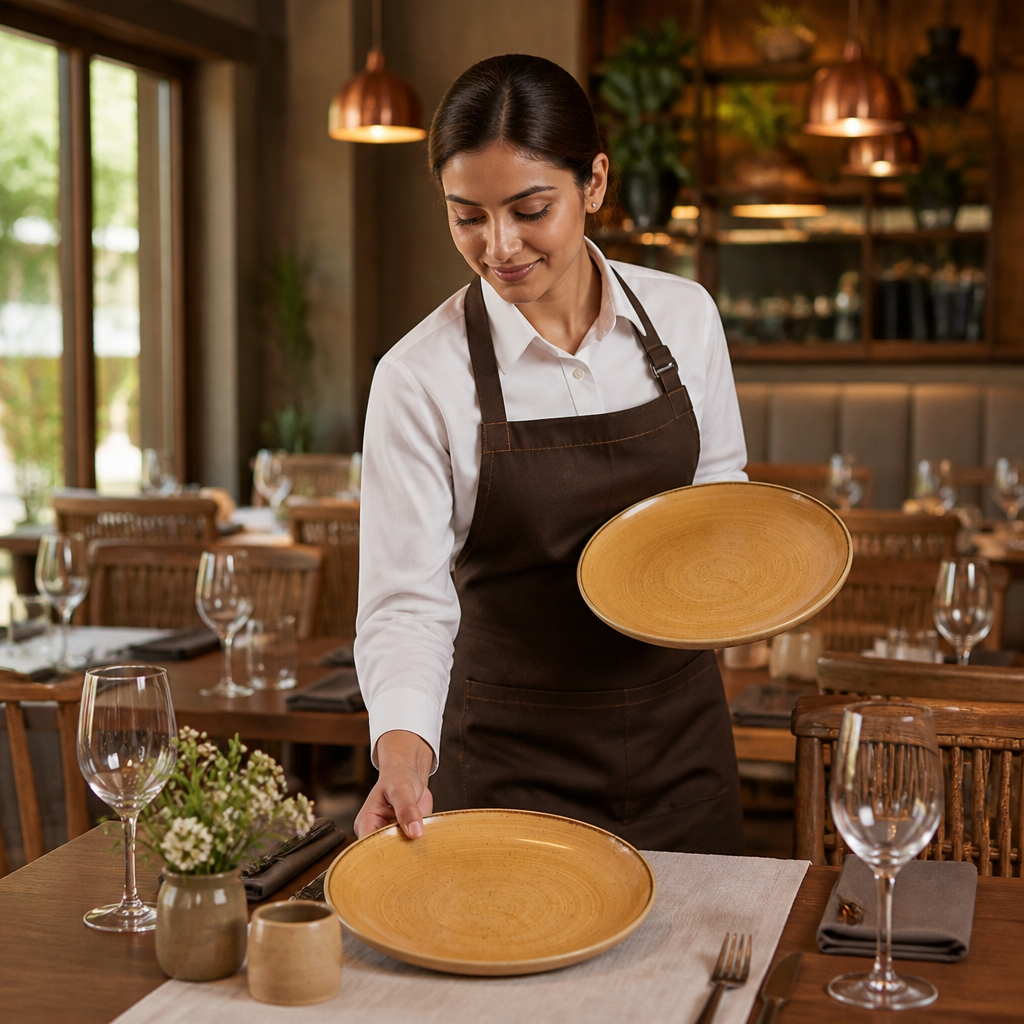 Coupe Plates 288mm Orange Vitrified Ceramic for Dining (Pack of 12)