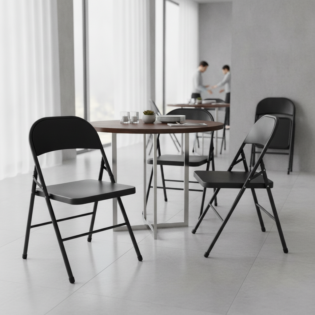 Steel Folding Metal Chairs for Events & Dining (Pack of 4)
