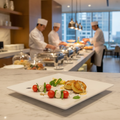 White Melamine Square Tray 265mm for Buffet Display