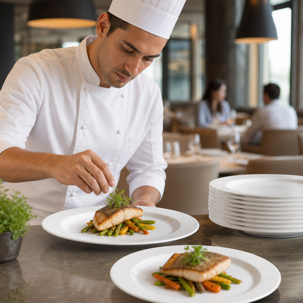 Embossed Plates 304mm Porcelain for Restaurants & Catering (Pack of 12)