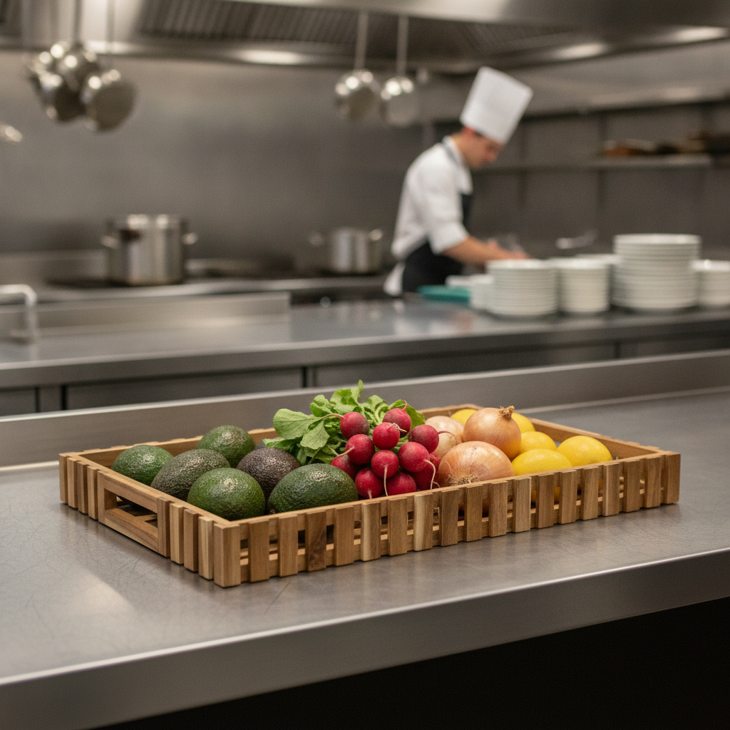 Acacia Wood Rectangular Storage Box 510x355mm for Organizing Ingredients