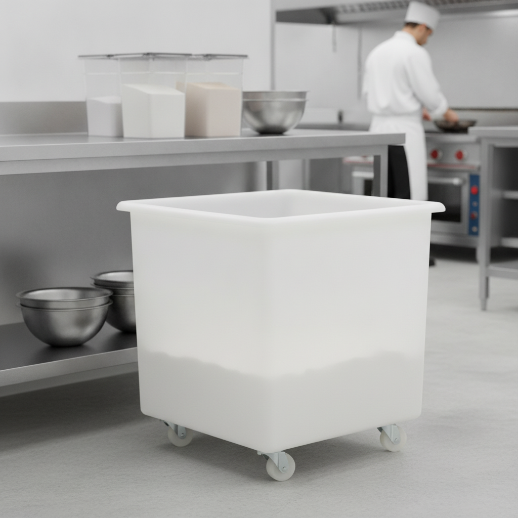 Polyethylene Mobile Ingredient Bin 72L for Food Storage