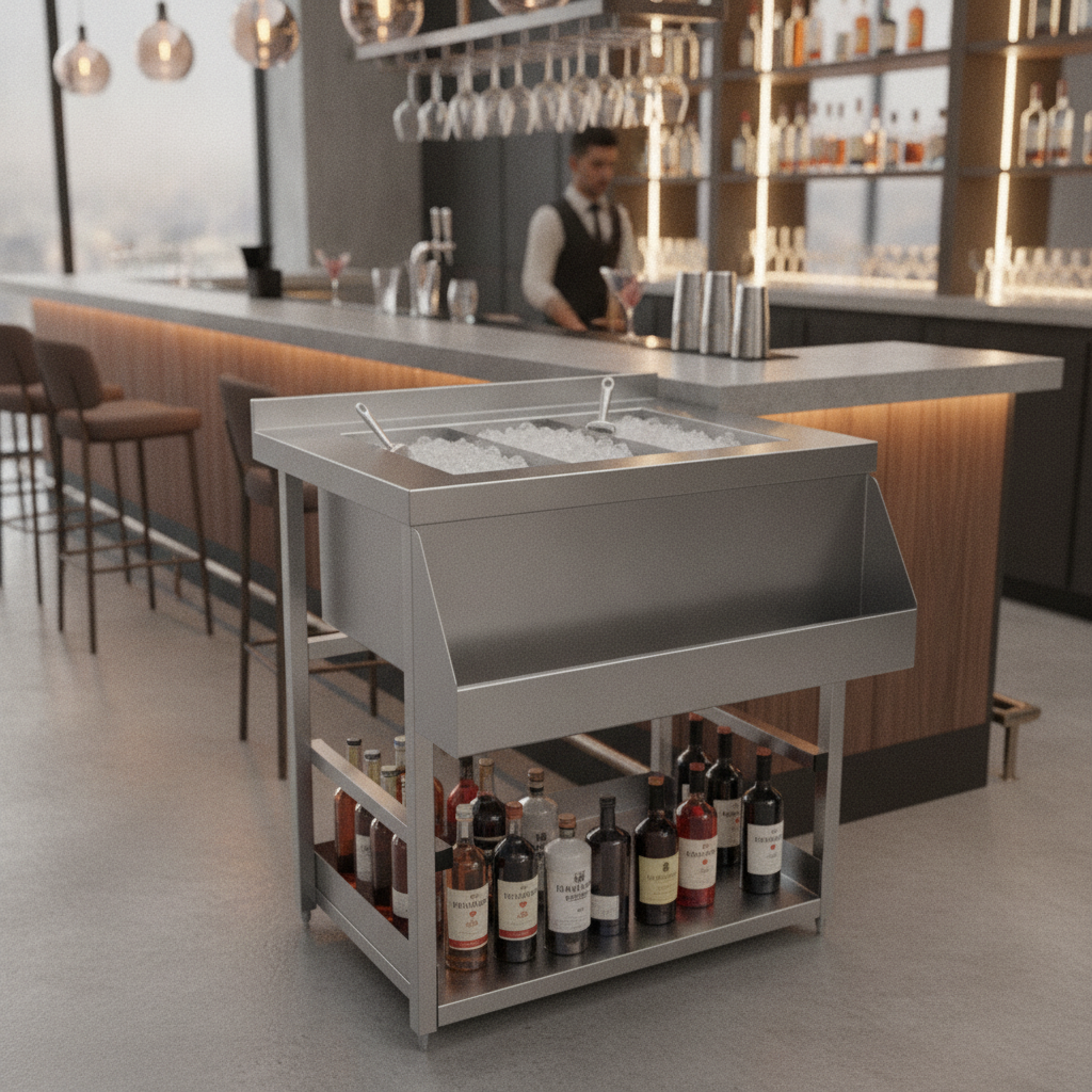 Stainless Steel Modular Bar Ice Well for Cocktail Preparation
