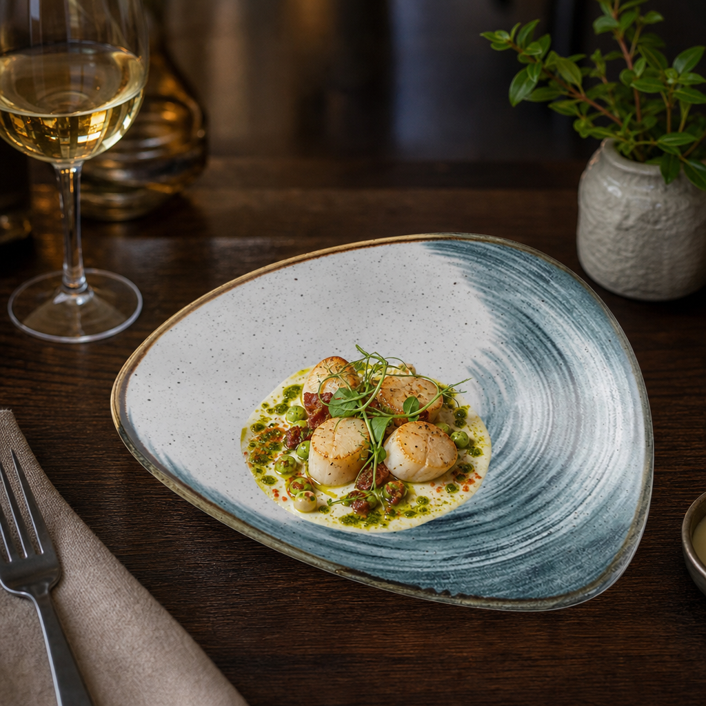 Stonecast Accents Lotus Bowl in Blue & White for Dining Experiences