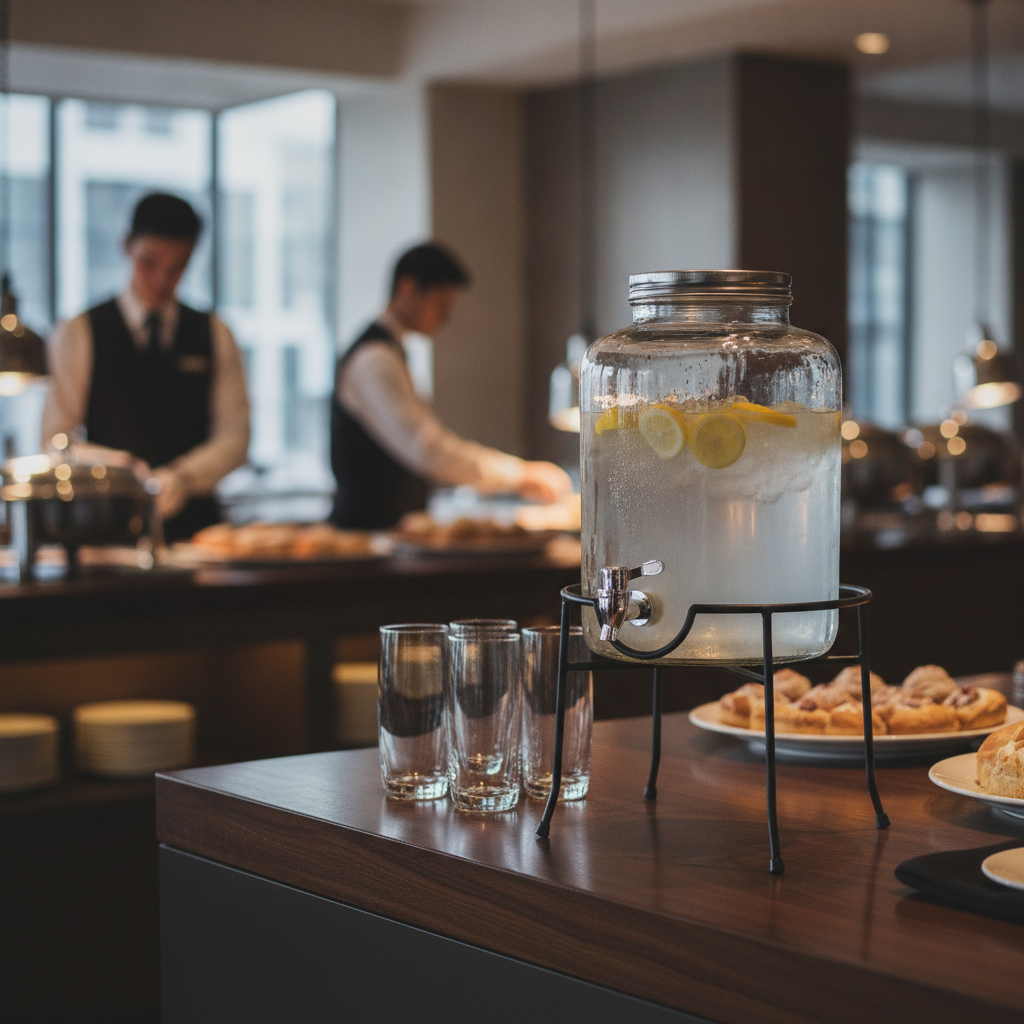 Powder-Coated Steel Drinks Dispenser Stand 185mm for Buffet Setups