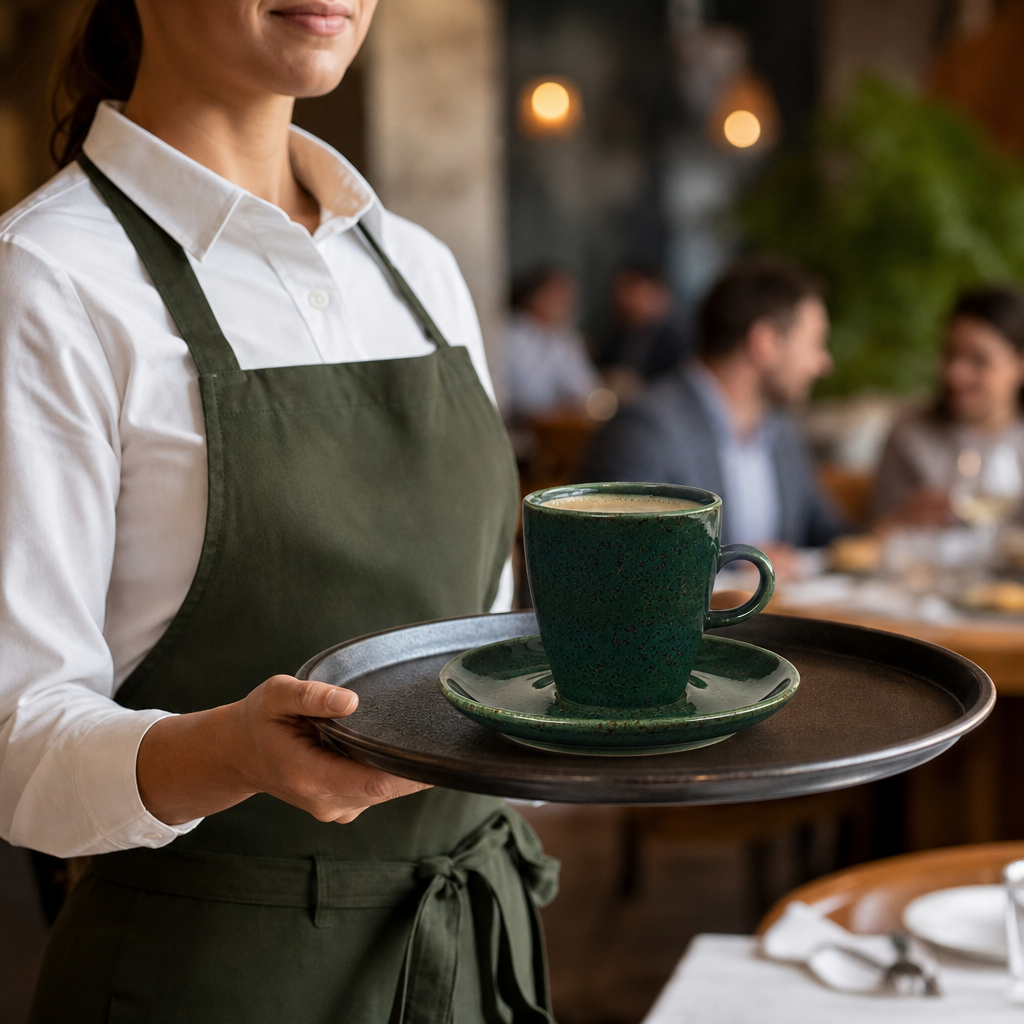 Alumina Saucers 125mm Green Vitrified Ceramic for All Courses (Pack of 12)