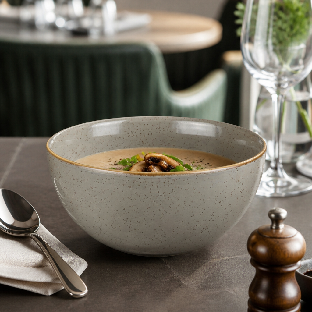 Stonecast Round Soup Bowls in Grey for Restaurants & Cafés