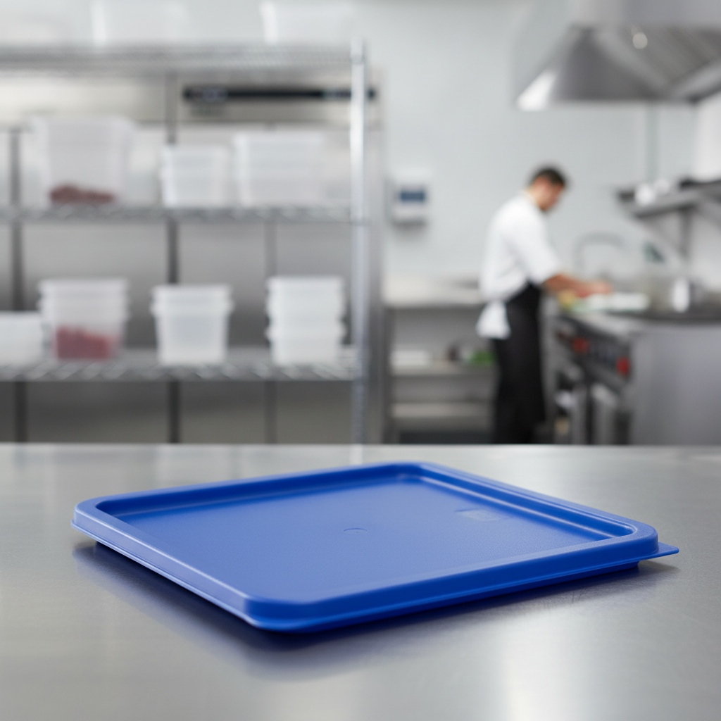 Polyethylene Square Food Storage Container Lid Blue for Food Preparation