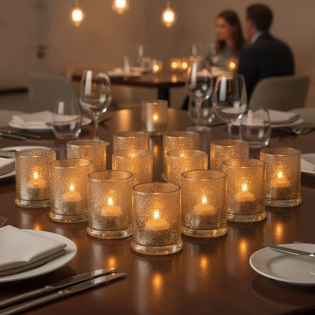 Champagne Jewel Votive 76mm for Enhancing Dining Experience (Pack of 12)