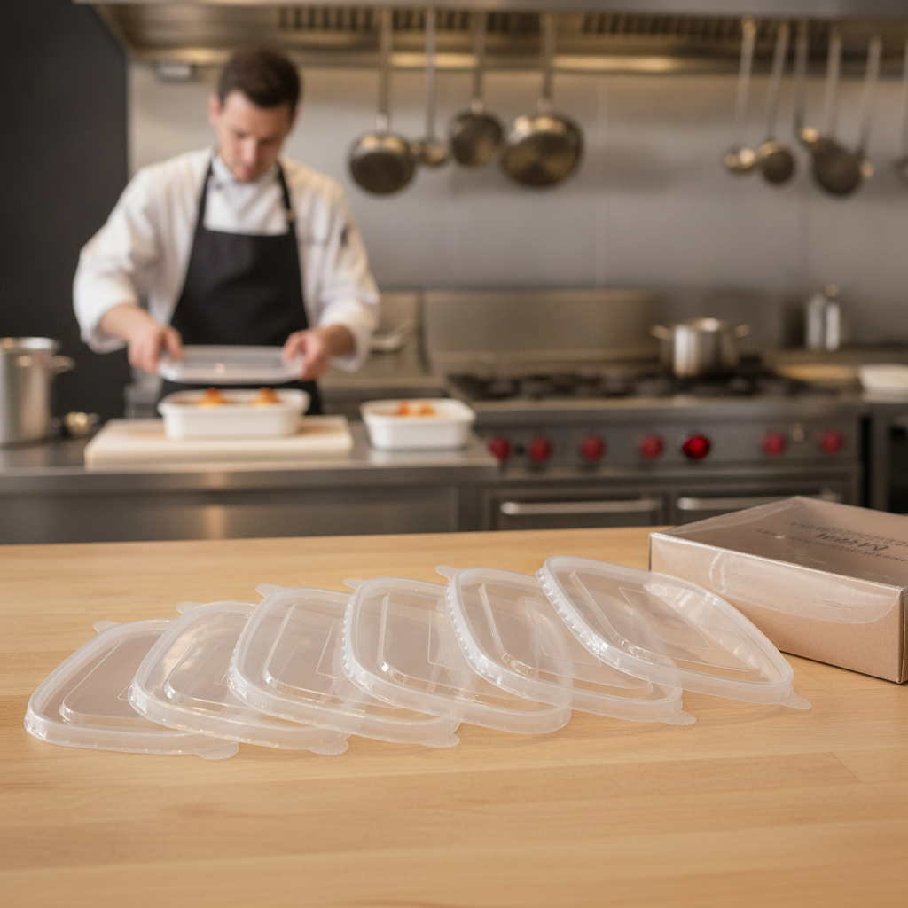 Clear PET Lids for Rectangular Food Containers for Takeaway Use (Pack of 300)
