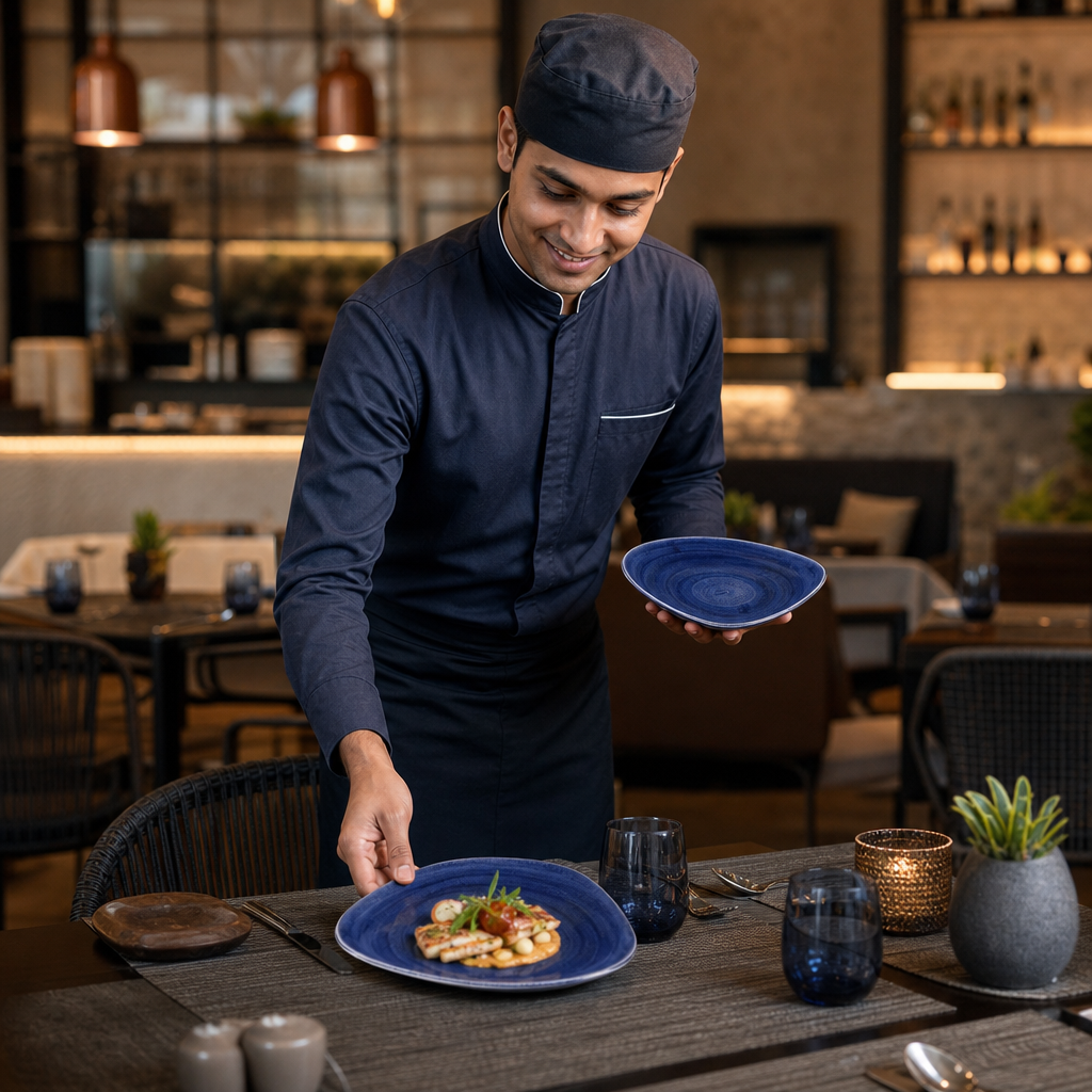 Cobalt Triangular Bowl Blue Vitrified Ceramic for Dining (Pack of 12)