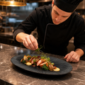 Oval Chefs Plates 299x150mm Black Vitrified Ceramic for Professional Kitchens (Pack of 12)