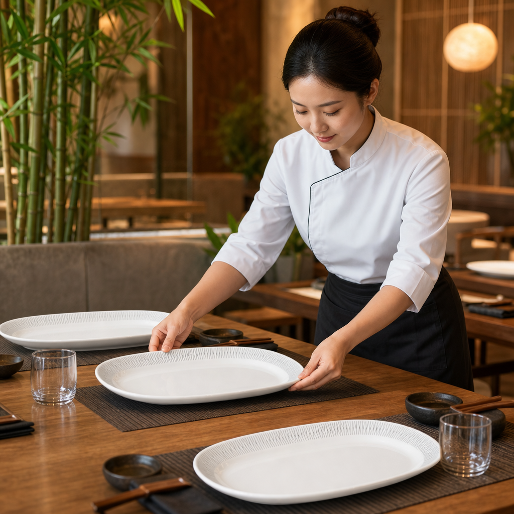 Large Rimmed Design Dishes Porcelain for Dining (Pack of 6)