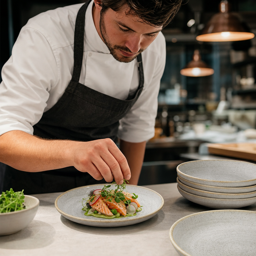 Coupe Plates 220mm Grey Porcelain for Restaurants & Cafés (Pack of 12)
