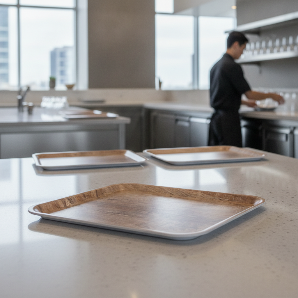 Laminate Rectangular Tray Light Olive for Cafeterias & Dining Halls