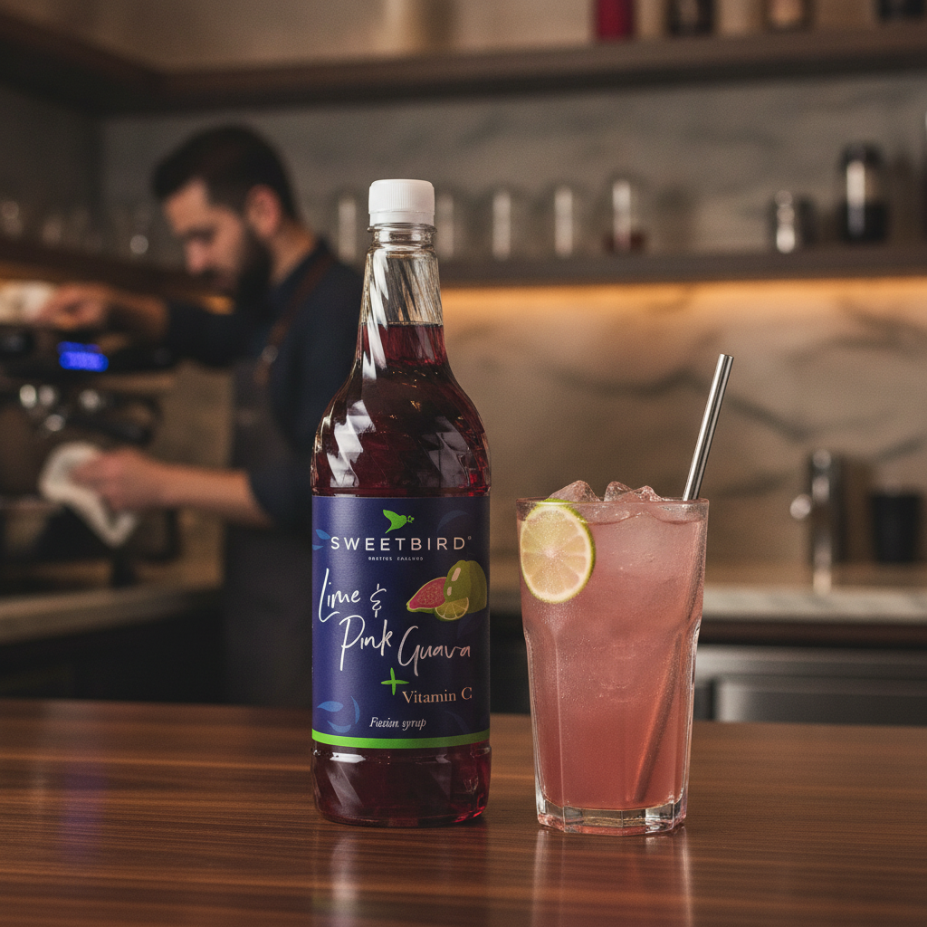 Pink Guava and Lime Syrup 355ml for Refreshing Beverages