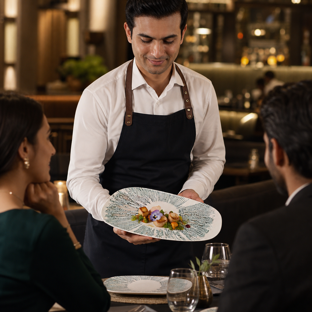 Oblong Plates 350x185mm Vitrified Ceramic for Everyday Use (Pack of 6)