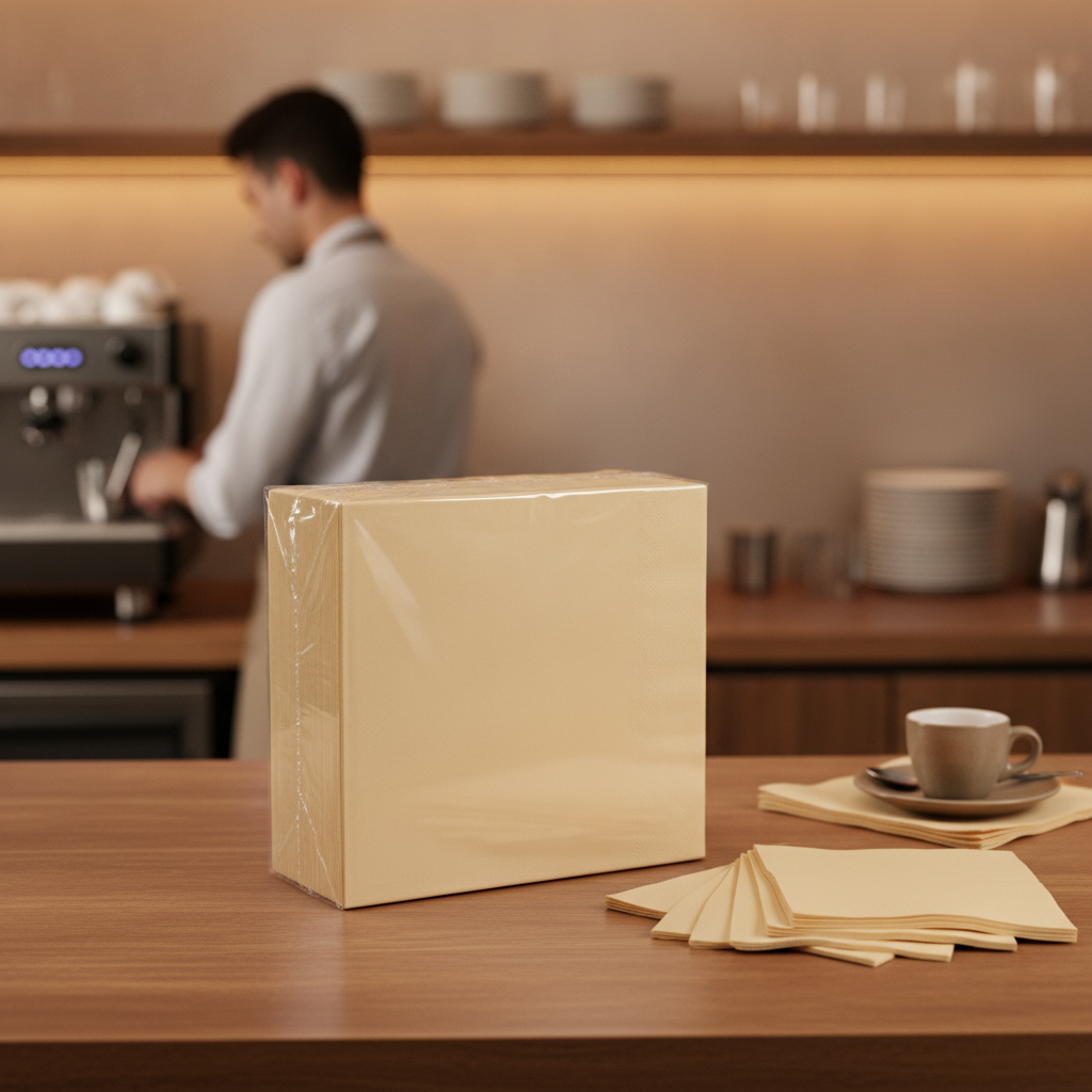 Paper Cream Dinner Napkins 40x40cm for Cafés & Restaurants (Pack of 2000)