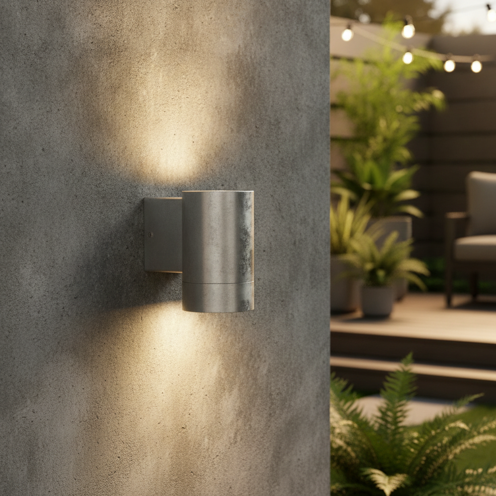 Galvanised Steel Outdoor Wall Light for Patios & Gardens