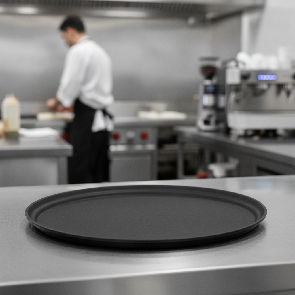 Fibreglass Black Non-Slip Oval Tray 685mm for Efficient Service