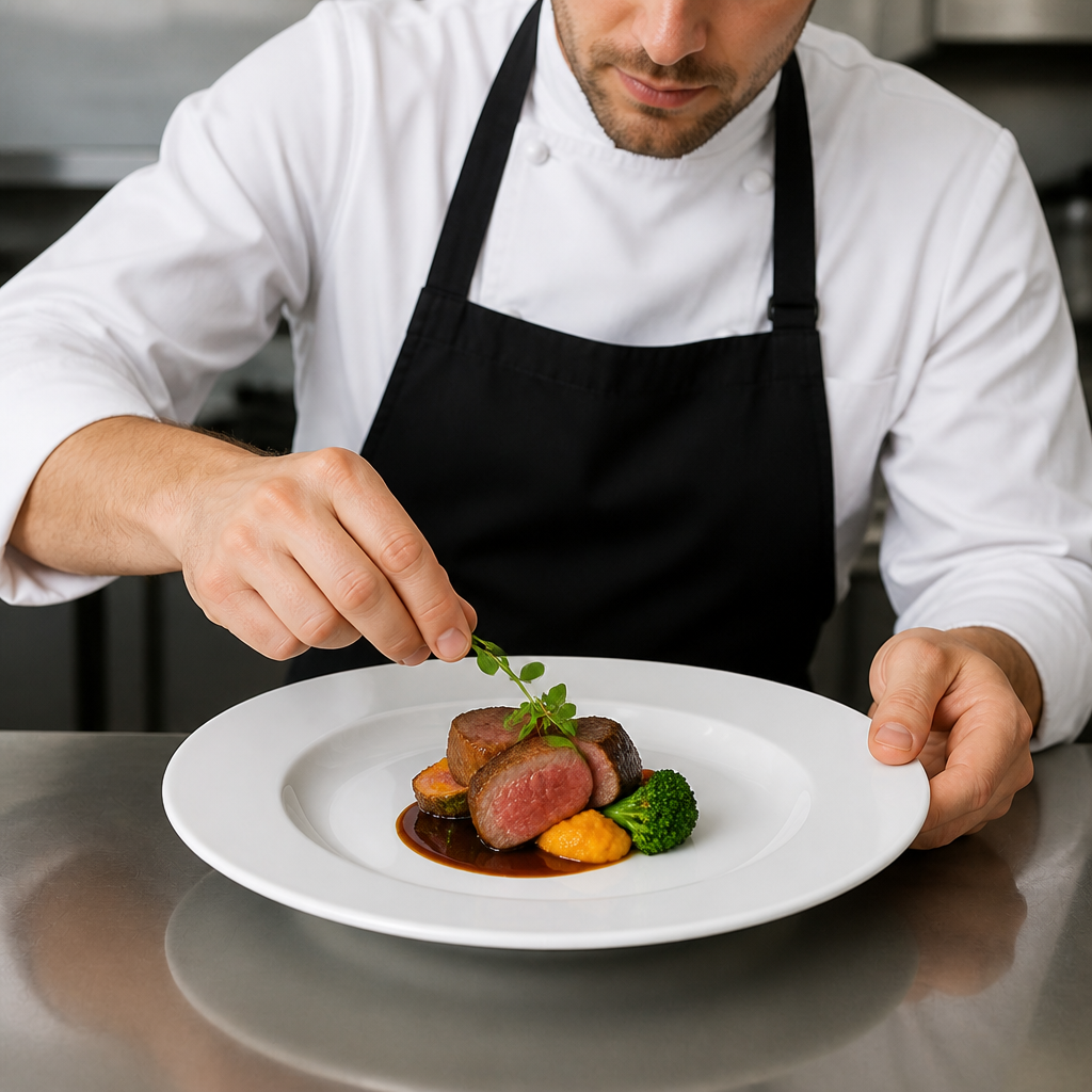 Wide Rimmed Porcelain Plates 310mm for Catering Environments