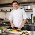 Mens Short Sleeve Polycotton Chef Jacket in White for Busy Kitchens