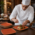 Spiced Deep Square Plates 260mm Orange Vitrified Ceramic for Dining (Pack of 6)