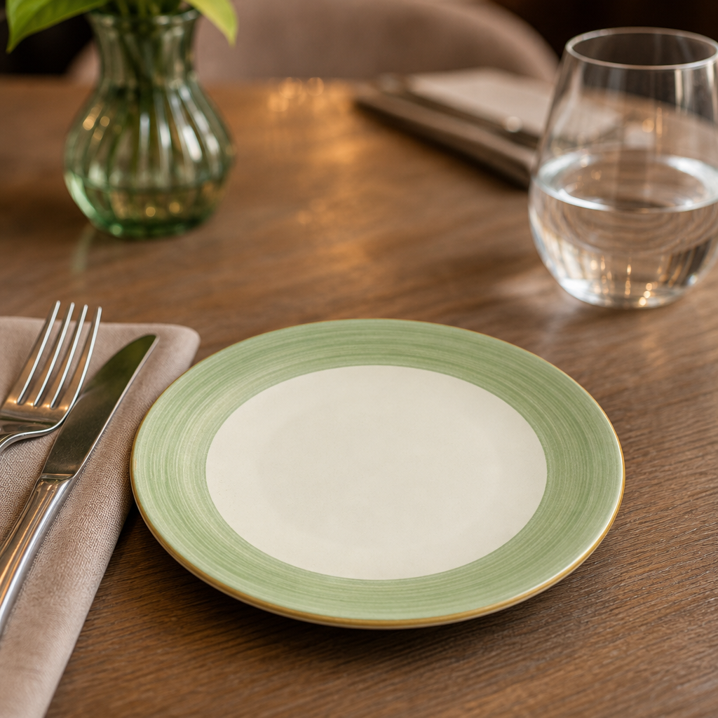 Slimline Plates 157mm Green Porcelain for Casual Dining (Pack of 36)