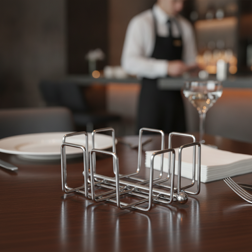 Stainless Steel Cocktail Napkin Holder 140x140mm for Tabletop Use