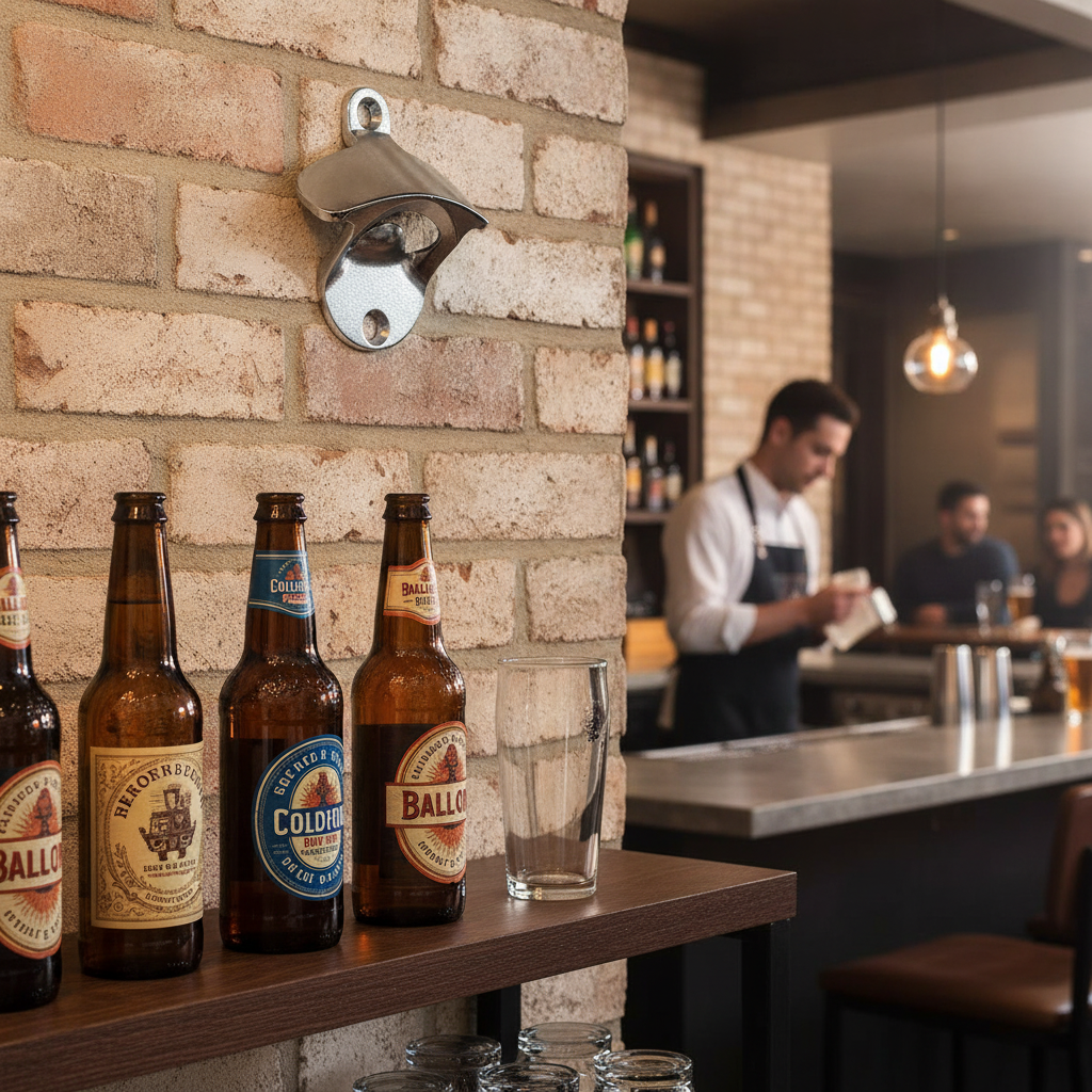 Durable Cast Metal Wall Mounted Bottle Opener for Home Use