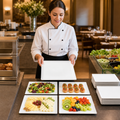 Square Serving Trays 303x303mm Ceramic for Buffet Displays (Pack of 4)